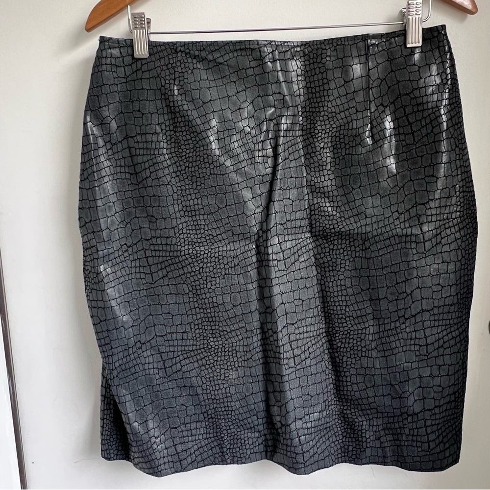 Vintage Goth 90s David Benjamin 100% leather snakeprint skirt size 14 Grunge